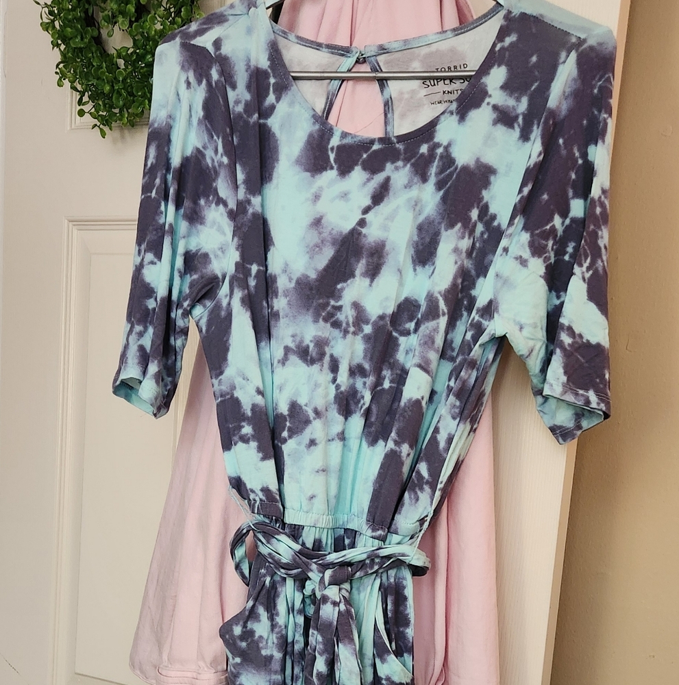 Torrid Tie-Dye Dress in Blue and Black